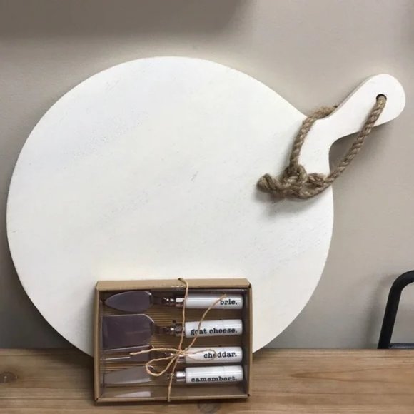 Indigo Round Chopping Board + Cheese 4 Piece Set - Picture 2 of 7